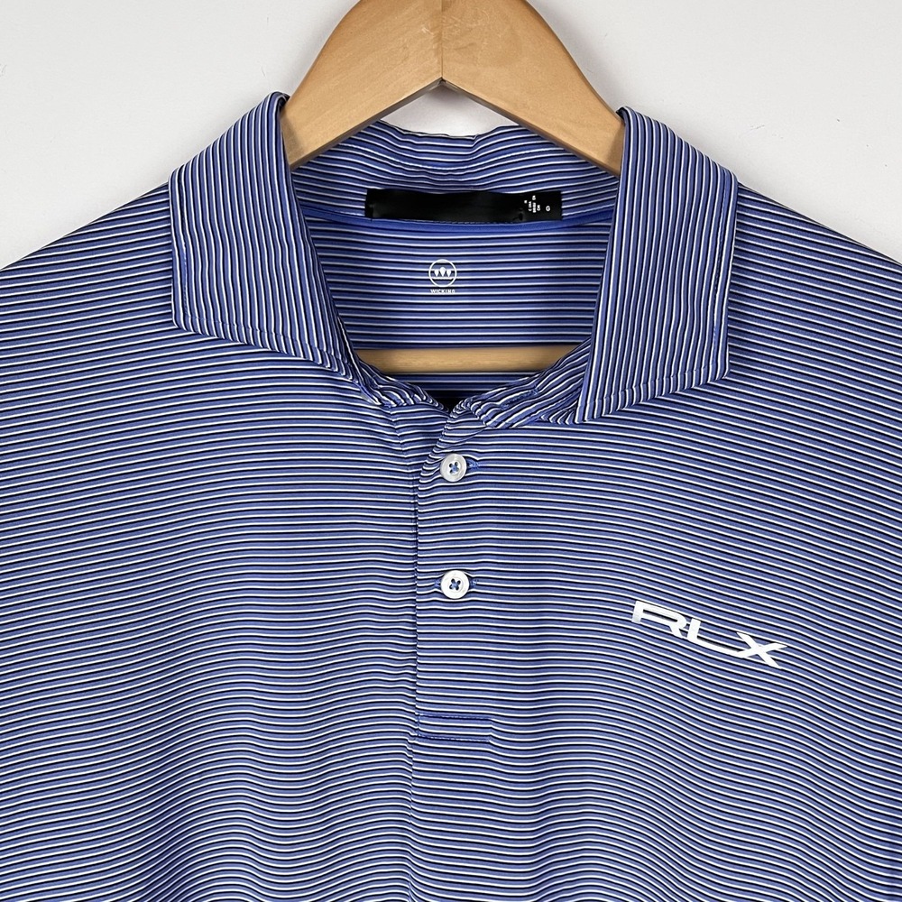 Ralph Lauren RLX Mens Blue Striped Wicking Golf Polo Sz XL
